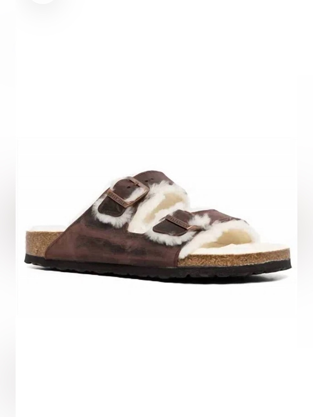Birkenstock Arizona Shearling Fur Lined Suede Sandals Taupe Brown EU 40 US 9
